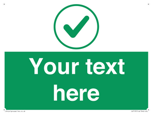 Custom green background, green tick in circle sign